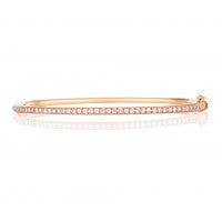PINK GOLD HALF OVAL THREAD-PAVÉ BANGLE
