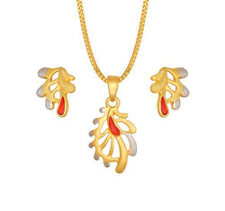 Detailed pendant and earring set in 22kt gold