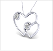 SoulMate Diamonds® Double Hearts Sterling Silver Charm Pendant With Diamonds