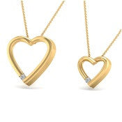 SoulMate Diamonds® Free Form Hearts 14 Karat Yellow Gold Pendants With Diamonds