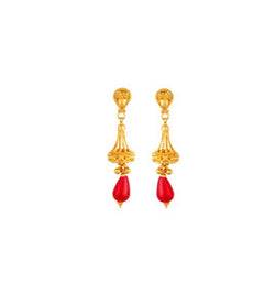 Tanishq Yellow Gold Carnelian Drop Earrings