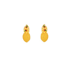 Tanishq Yellow Gold Double Marquise Motifs Stud Earrings