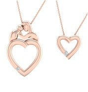 SoulMate Diamonds® Mother and Daughter 14 Karat White Gold Pendants With Diamonds