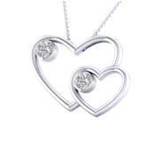 SoulMate Diamonds® Double Hearts 14 Karat Pink Gold Charm Pendant With Diamonds