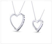 SoulMate Diamonds® Open Heart Sterling Silver Pendants With Diamonds