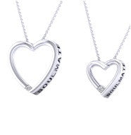 SoulMate Diamonds® Open Heart 14 Karat White Gold Pendants With Diamonds