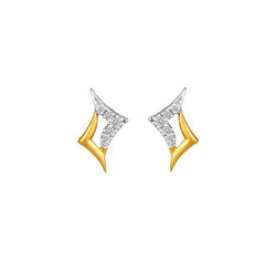 18 Karat Yellow Gold and Diamond Studded Double-V Stud Earrings