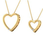 SoulMate Diamonds® Open Heart 14 Karat Yellow Gold Pendants With Diamonds