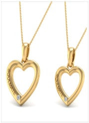 SoulMate Diamonds® Soul Mate Heart 14 Karat Yellow Gold Pendants With Diamonds