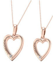 SoulMate Diamonds® Soul Mate Heart 14 Karat Pink Gold Pendants With Diamonds