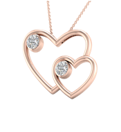 SoulMate Diamonds® Double Hearts 14 Karat Pink Gold Charm Pendant With Diamonds