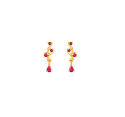 Tanishq Yellow Gold And Ruby Drop Earrings