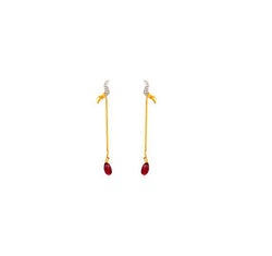 Tanishq Yellow Gold And Garnet Drop Earrings
