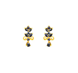 Sapphire studded drop earrings with 18 karat yellow gold.