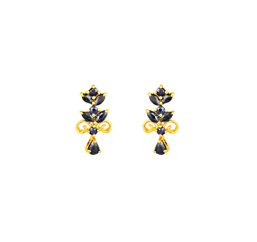 Sapphire studded drop earrings with 18 karat yellow gold.