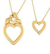 SoulMate Diamonds® Mother and Daughter 14 Karat Yellow Gold Pendants With Diamonds