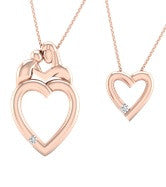 SoulMate Diamonds® Mother and Daughter 14 Karat Pink Gold Pendants With Diamonds