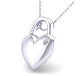 SoulMate Diamonds® Puffed Hearts Sterling Silver Charm Pendant With Diamond