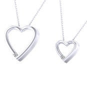 SoulMate Diamonds® Free Form Hearts14 Karat White Gold Pendants With Diamonds