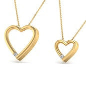 SoulMate Diamonds® Free Form Hearts 14 Karat Yellow Gold Pendants With Diamonds