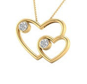 SoulMate Diamonds® Double Hearts 14 Karat Pink Gold Charm Pendant With Diamonds