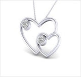 SoulMate Diamonds® Double Hearts 14 Karat Pink Gold Charm Pendant With Diamonds