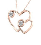 SoulMate Diamonds® Double Hearts 14 Karat Pink Gold Charm Pendant With Diamonds