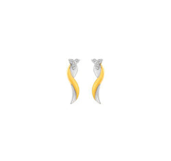 18 Karat Yellow Gold and Diamond Studded Wave Motif Earrings