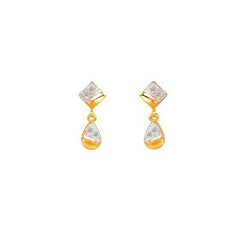 Partially Rhodium plated 18 Karat Yellow Gold, Diamond Drop Earrings