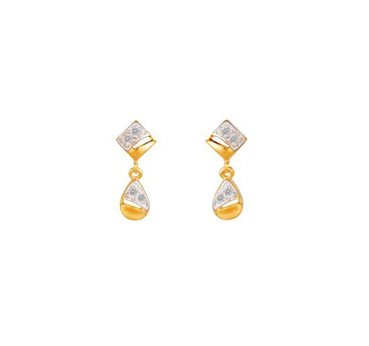 Partially Rhodium plated 18 Karat Yellow Gold, Diamond Drop Earrings