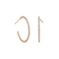 MICROPAVÉ PINK GOLD MEDIUM HOOP EARRINGS