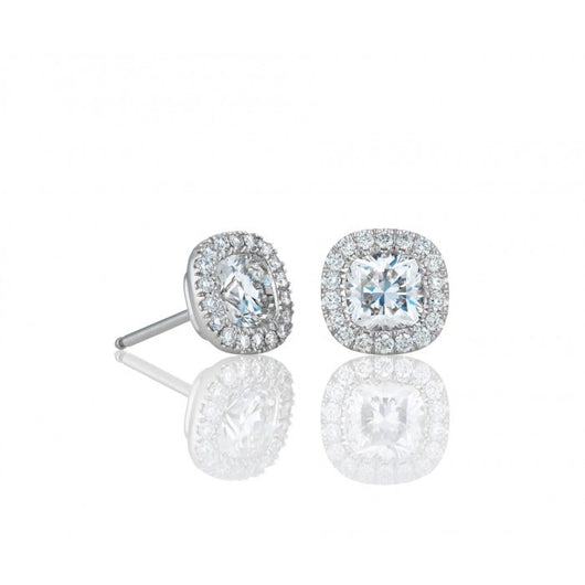 DE BEERS AURA CUSHION STUD EARRINGS