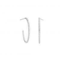 MICROPAVÉ WHITE GOLD MEDIUM HOOP EARRINGS