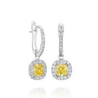 DE BEERS YELLOW AURA CUSHION CUT EARRINGS