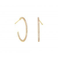MICROPAVÉ YELLOW GOLD MEDIUM HOOP EARRINGS
