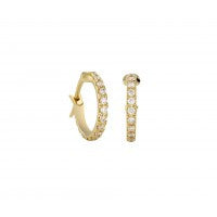 MICROPAVÉ YELLOW GOLD SMALL HOOP EARRINGS