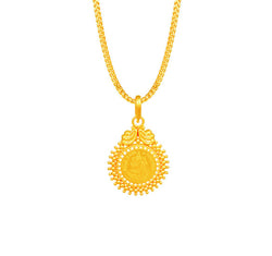 A pendant of the Goddess Lakshmi in 22 karat gold.