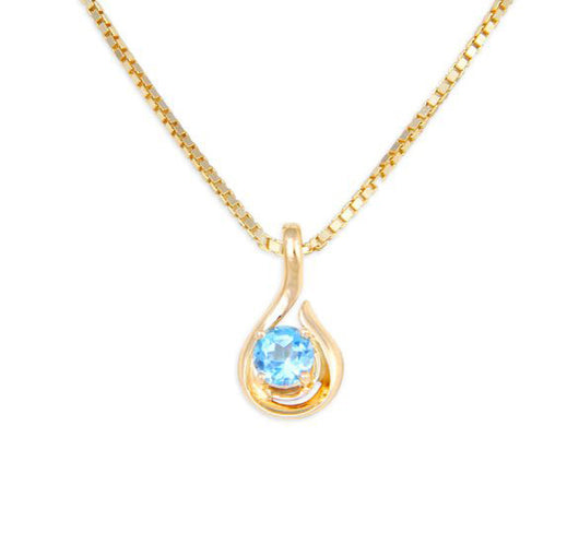 Drop Shaped Topaz Studded Pendant in 18 Karat Yellow Gold