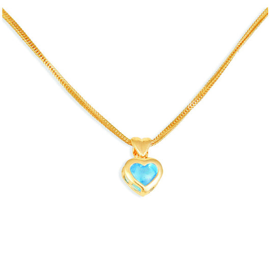 Heart Shaped Topaz Studded Pendant in 18 Karat Yellow Gold