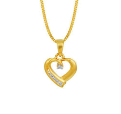 Heart Shaped Diamond Studded Pendant in 18 Karat Yellow Gold