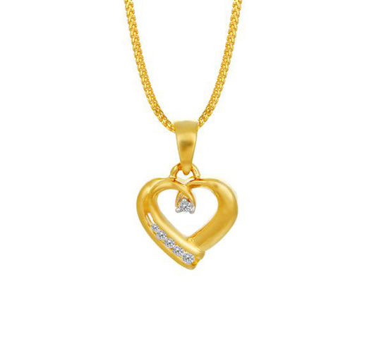 Heart Shaped Diamond Studded Pendant in 18 Karat Yellow Gold