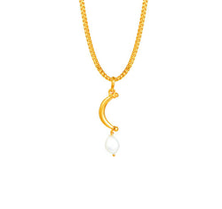 18 Karat Yellow Gold Pendant With a Single Drop Down Pearl