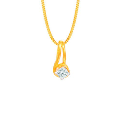 Single Diamond Studded Pendant in 18 Karat Yellow Gold