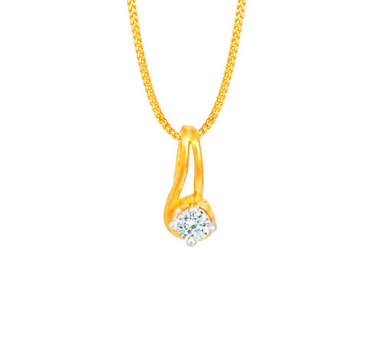 Single Diamond Studded Pendant in 18 Karat Yellow Gold