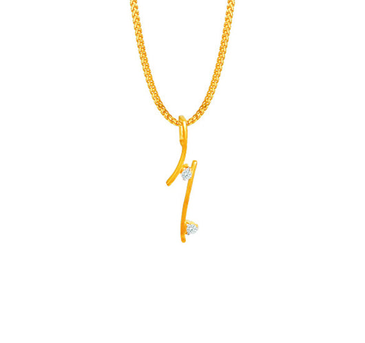 18 Karat Yellow Gold Pendant with 2 Diamonds