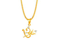 18 karat yellow gold pendant with a trident and 3 diamond studs.