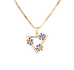 18 Karat Yellow Gold Studded Pendant with Sapphire