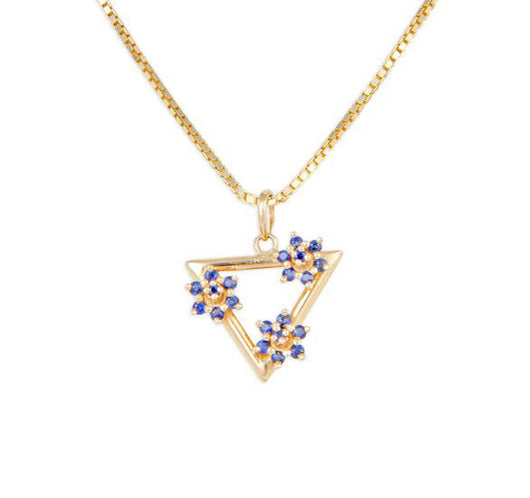 18 Karat Yellow Gold Studded Pendant with Sapphire
